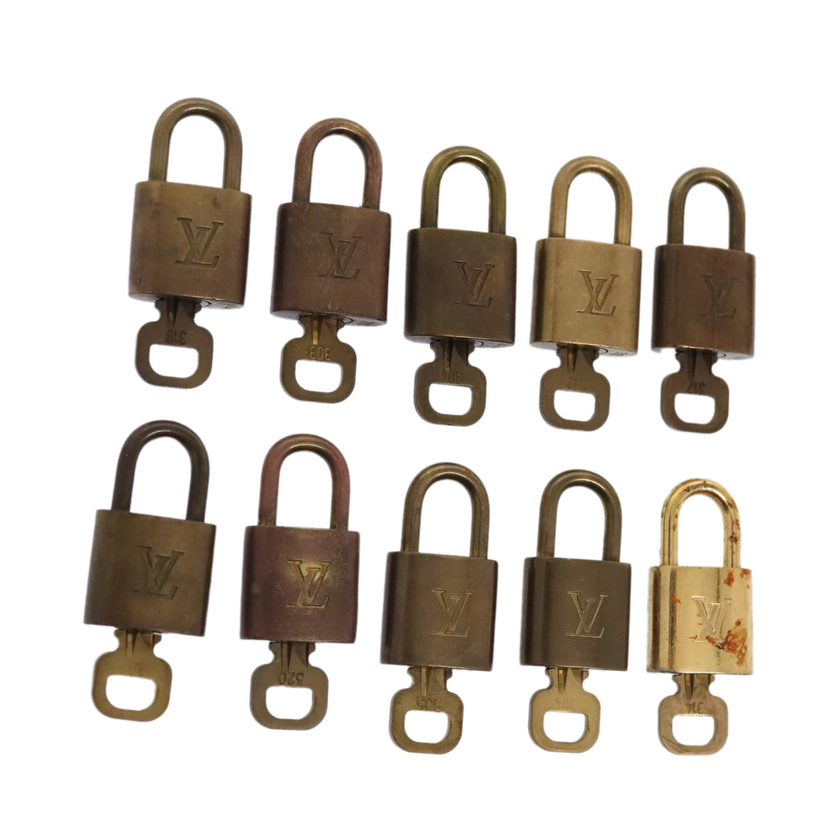 LOUIS VUITTON Padlock 10set metal Gold Tone LV Auth 89071