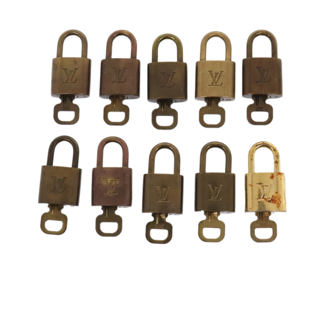 LOUIS VUITTON Padlock 10set metal Gold Tone LV Auth 89071 - 0