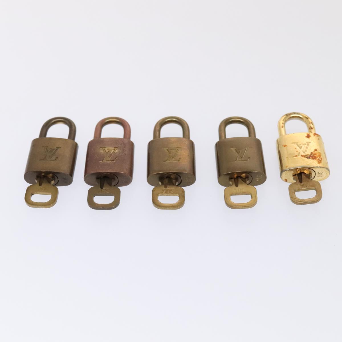 LOUIS VUITTON Padlock 10set metal Gold Tone LV Auth 89071