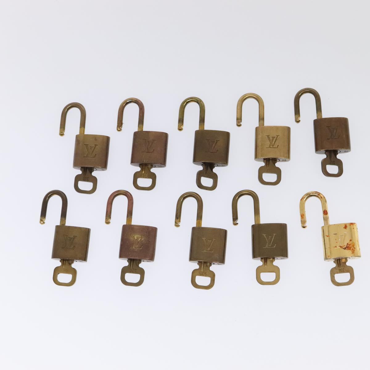 LOUIS VUITTON Padlock 10set metal Gold Tone LV Auth 89071