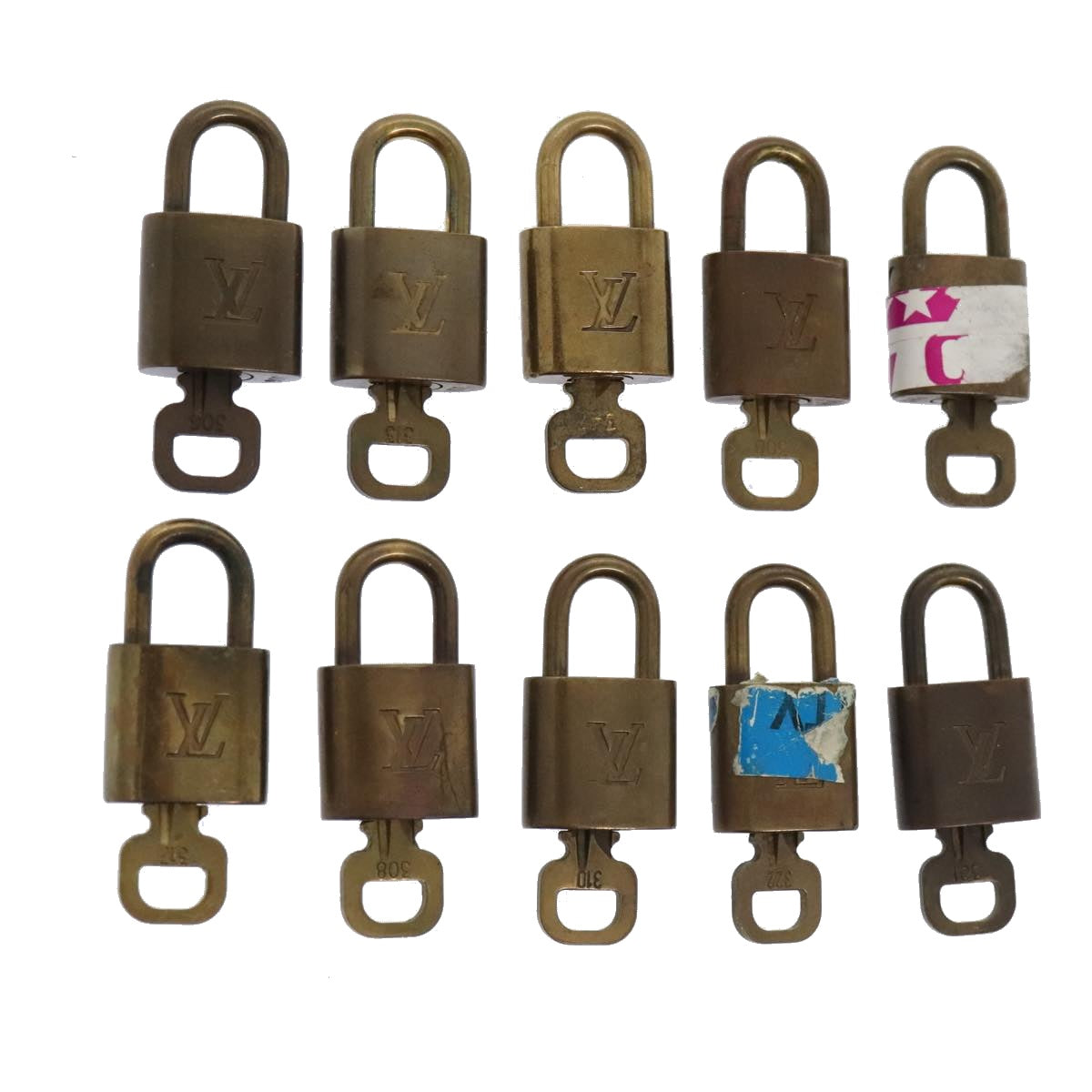 LOUIS VUITTON Padlock 10set metal Gold Tone LV Auth 89072