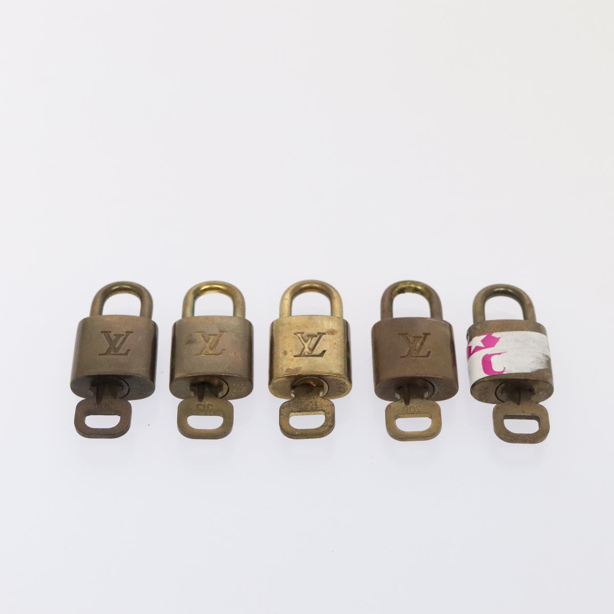 LOUIS VUITTON Padlock 10set metal Gold Tone LV Auth 89072