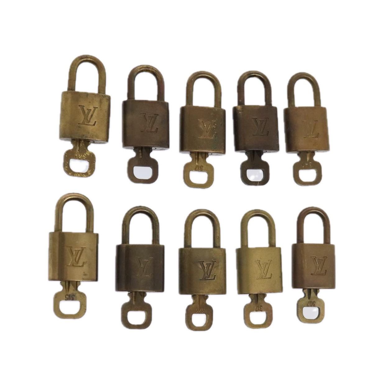 LOUIS VUITTON Padlock 10set metal Gold Tone LV Auth 89073