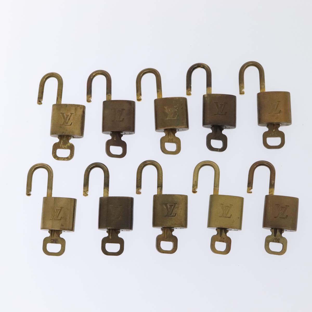 LOUIS VUITTON Padlock 10set metal Gold Tone LV Auth 89073