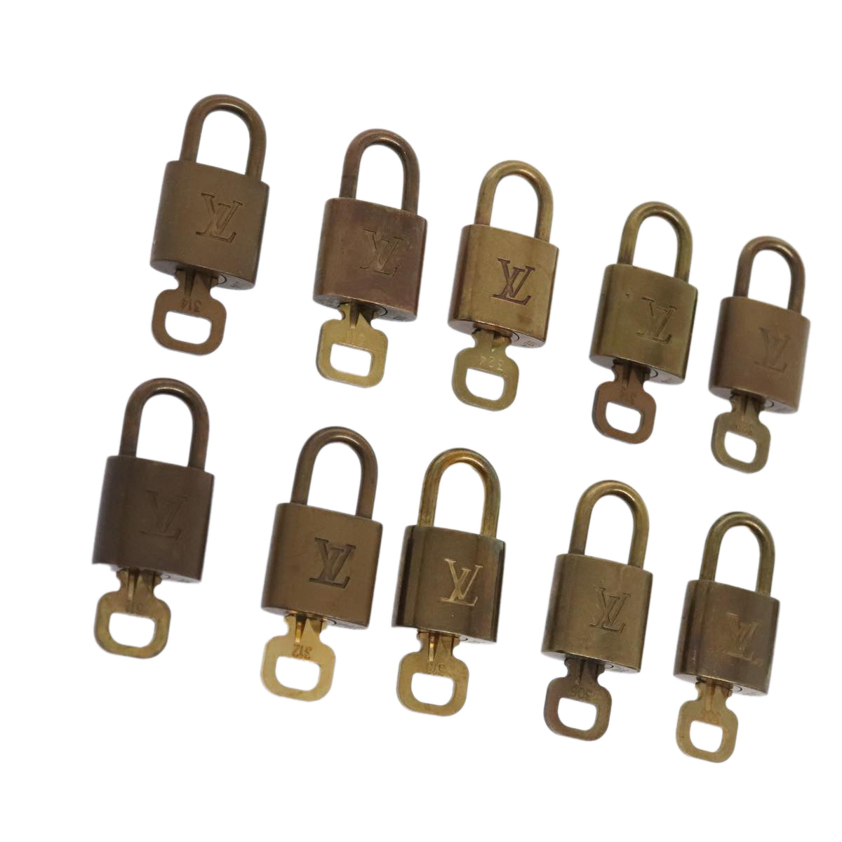 LOUIS VUITTON Padlock 10set metal Gold Tone LV Auth 89074