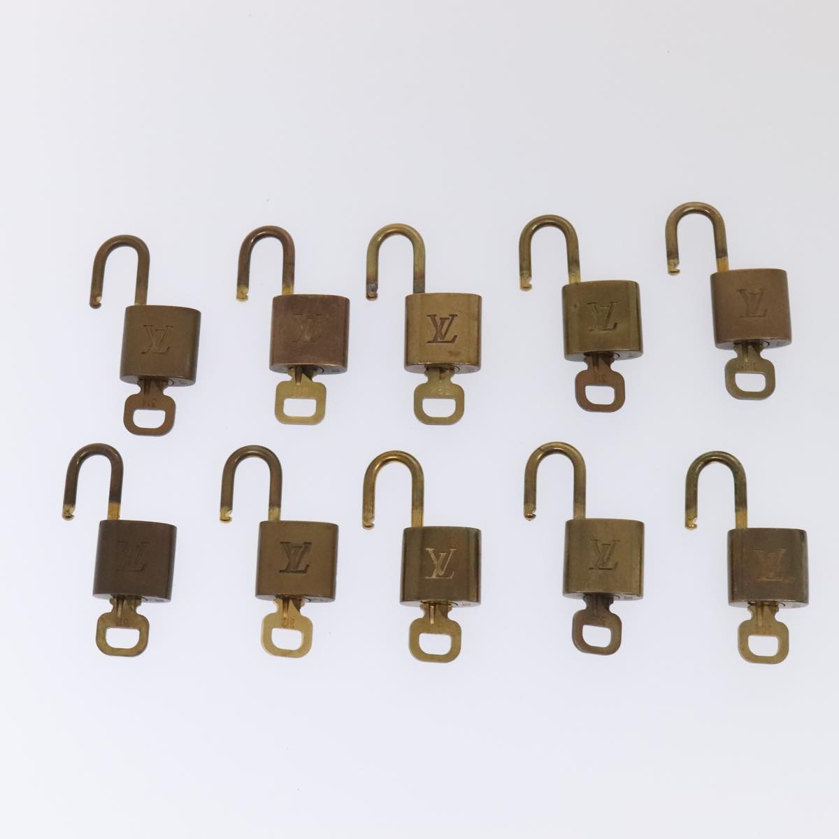 LOUIS VUITTON Padlock 10set metal Gold Tone LV Auth 89074