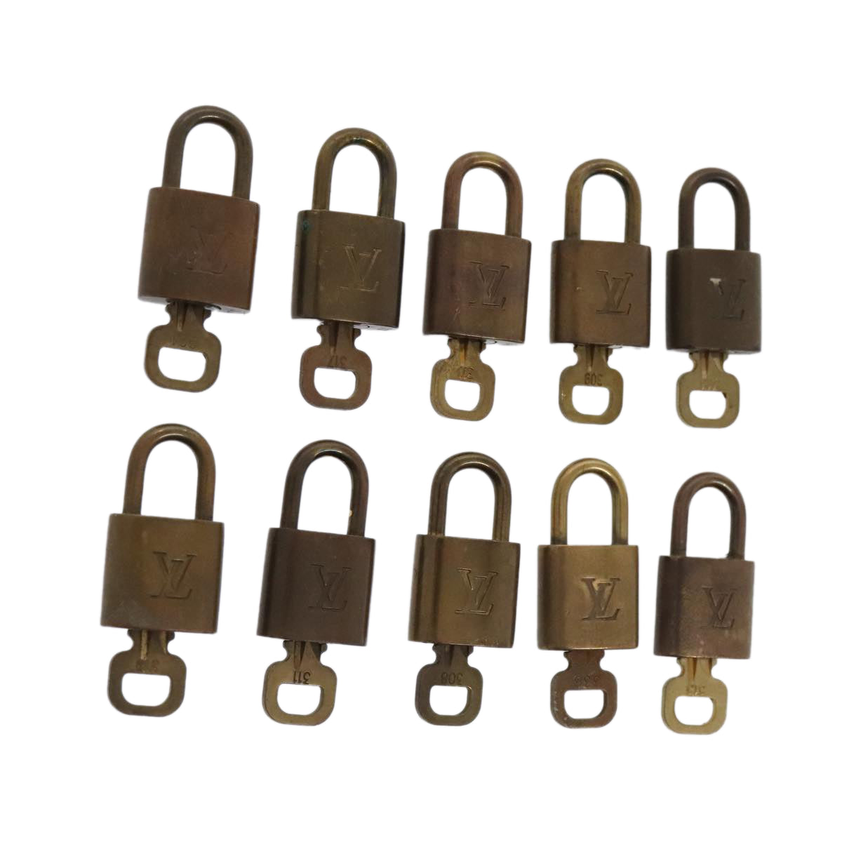 LOUIS VUITTON Padlock 10set metal Gold Tone LV Auth 89075