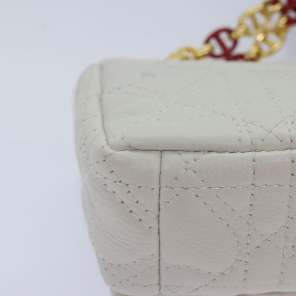 Christian Dior Dior Calo Micro Shoulder Bag Calfskin White Gold Auth 89081SV