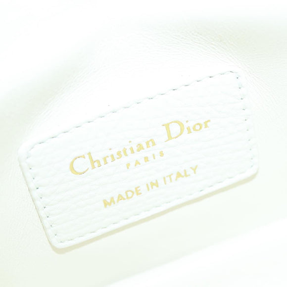 Christian Dior Dior Calo Micro Shoulder Bag Calfskin White Gold Auth 89081SV