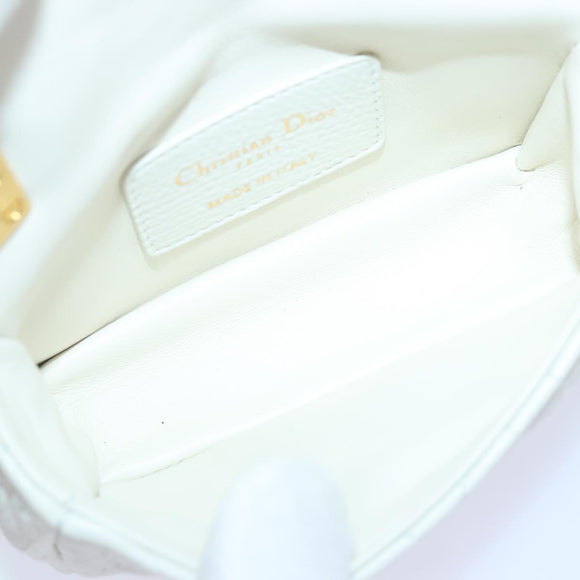 Christian Dior Dior Calo Micro Shoulder Bag Calfskin White Gold Auth 89081SV