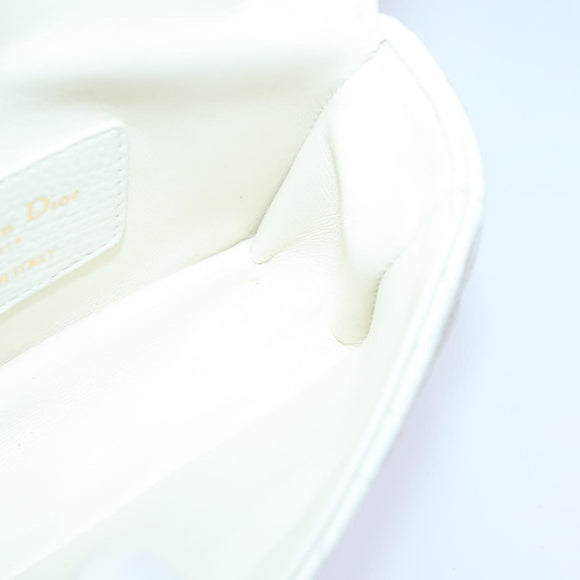 Christian Dior Dior Calo Micro Shoulder Bag Calfskin White Gold Auth 89081SV