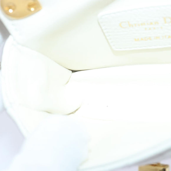Christian Dior Dior Calo Micro Shoulder Bag Calfskin White Gold Auth 89081SV