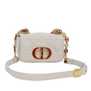 Christian Dior Dior Calo Micro Shoulder Bag Calfskin White Gold Auth 89081SV-1