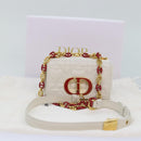 Christian Dior Dior Calo Micro Shoulder Bag Calfskin White Gold Auth 89081SV-12