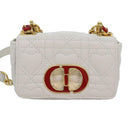 Christian Dior Dior Calo Micro Shoulder Bag Calfskin White Gold Auth 89081SV-13