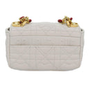 Christian Dior Dior Calo Micro Shoulder Bag Calfskin White Gold Auth 89081SV-2
