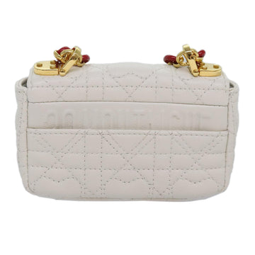 Christian Dior Dior Calo Micro Shoulder Bag Calfskin White Gold Auth 89081SV - 0