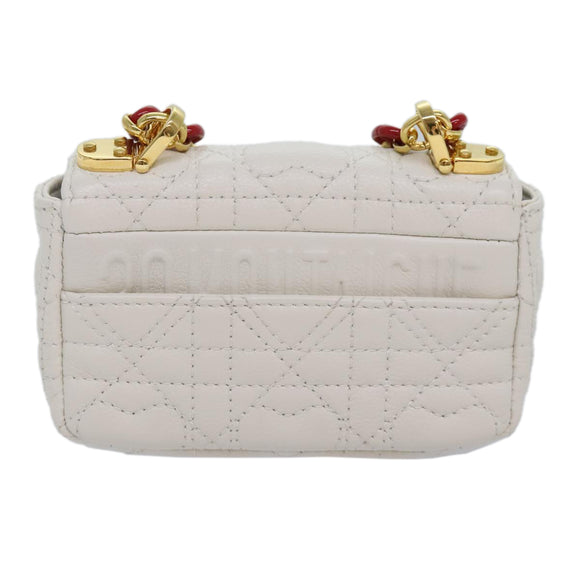 Christian Dior Dior Calo Micro Shoulder Bag Calfskin White Gold Auth 89081SV