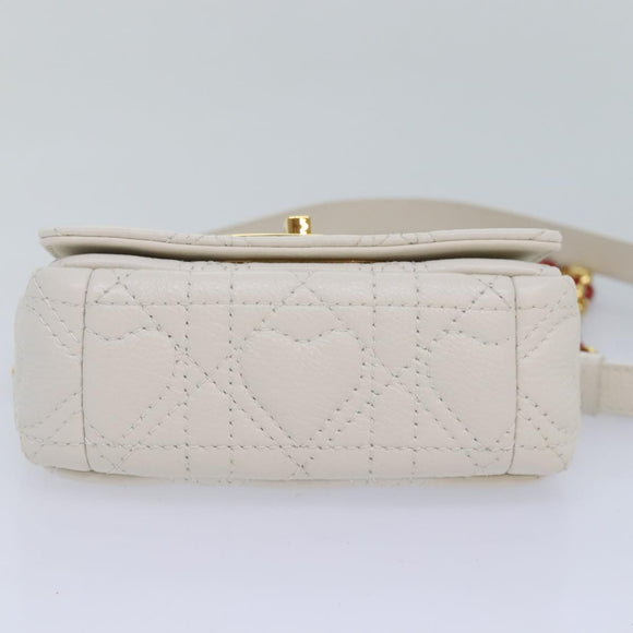 Christian Dior Dior Calo Micro Shoulder Bag Calfskin White Gold Auth 89081SV
