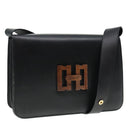 Salvatore Ferragamo Shoulder Bag Leather Black Gold Auth 89092-1