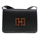 Salvatore Ferragamo Shoulder Bag Leather Black Gold Auth 89092-13