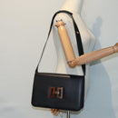 Salvatore Ferragamo Shoulder Bag Leather Black Gold Auth 89092-23
