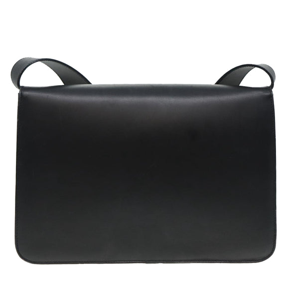 Salvatore Ferragamo Shoulder Bag Leather Black Gold Auth 89092