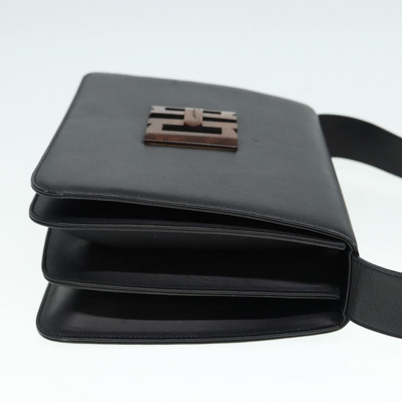 Salvatore Ferragamo Shoulder Bag Leather Black Gold Auth 89092