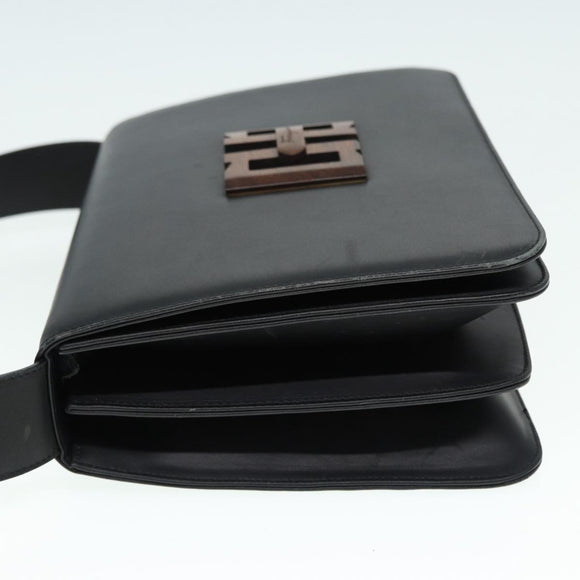 Salvatore Ferragamo Shoulder Bag Leather Black Gold Auth 89092