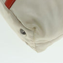 PRADA Hand Bag Nylon 2way Cream Silver Auth 89096-15