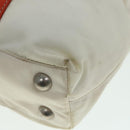 PRADA Hand Bag Nylon 2way Cream Silver Auth 89096-9