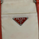 PRADA Hand Bag Nylon 2way Cream Silver Auth 89096-17