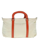PRADA Hand Bag Nylon 2way Cream Silver Auth 89096-2
