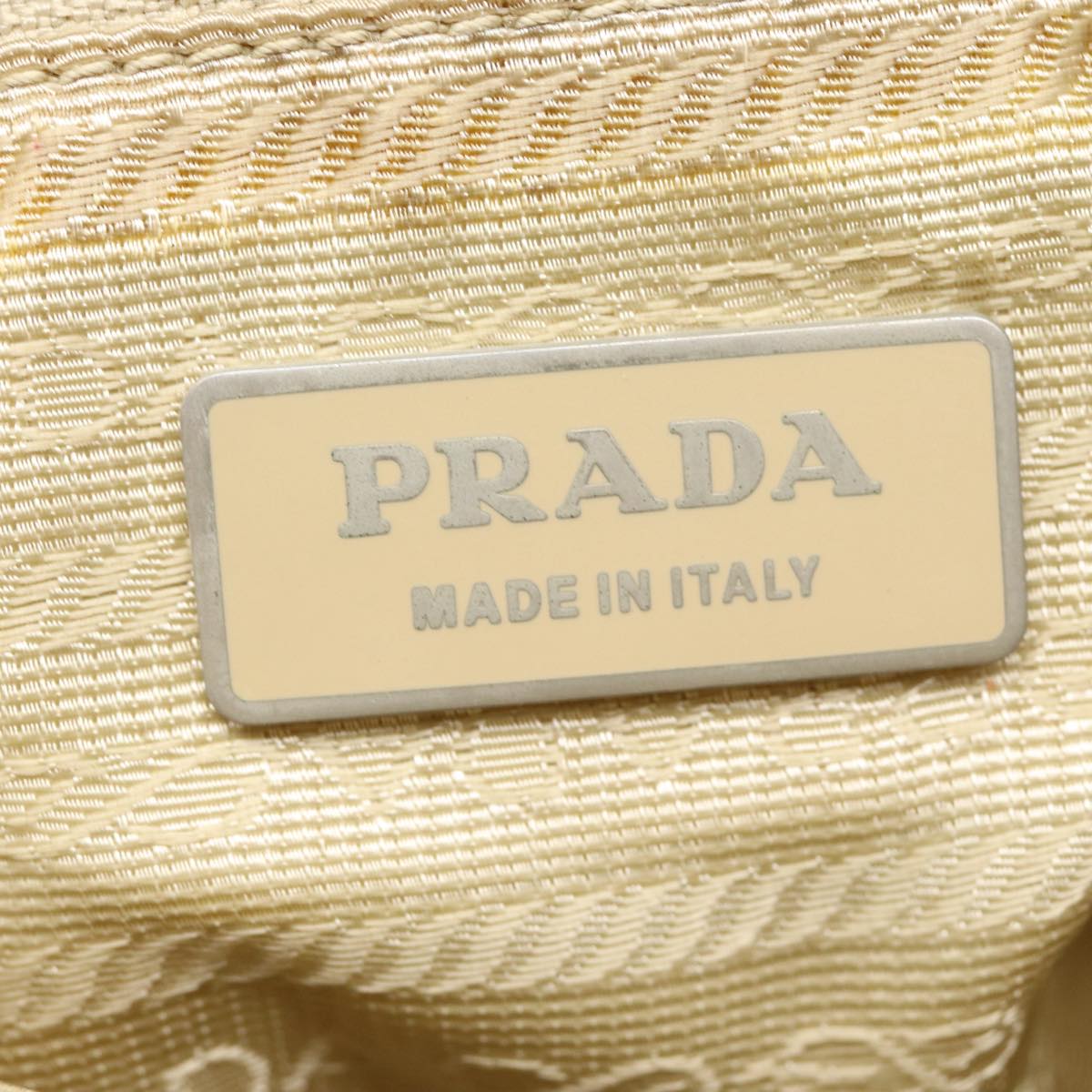 PRADA Shoulder Bag Nylon Beige Silver Auth 89116