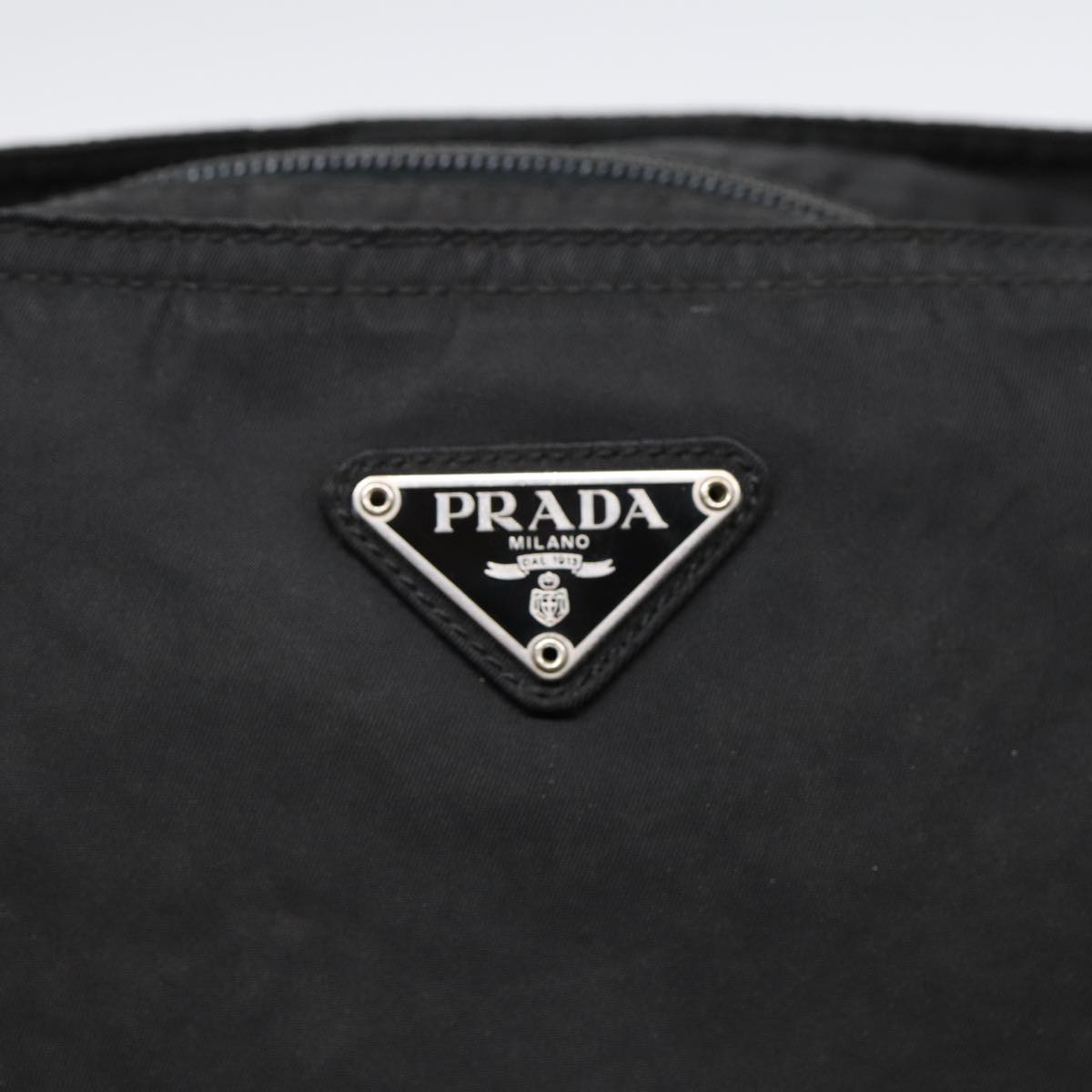 PRADA Shoulder Bag Nylon Black Silver Auth 89130