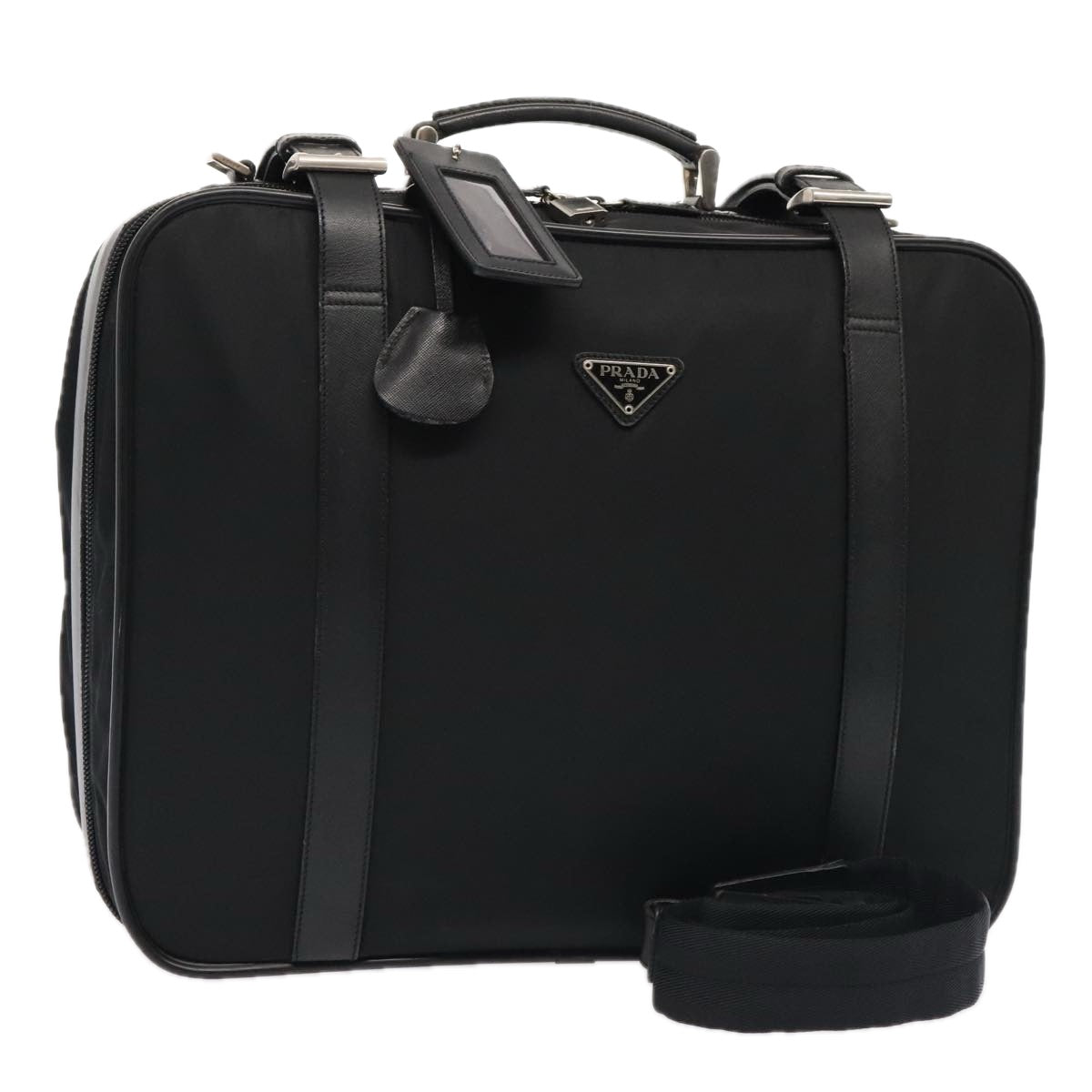 PRADA Business Bag Nylon 2way Black Silver Auth 89133