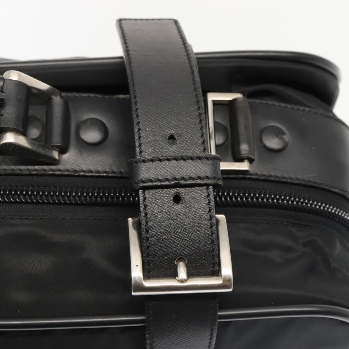 PRADA Business Bag Nylon 2way Black Silver Auth 89133