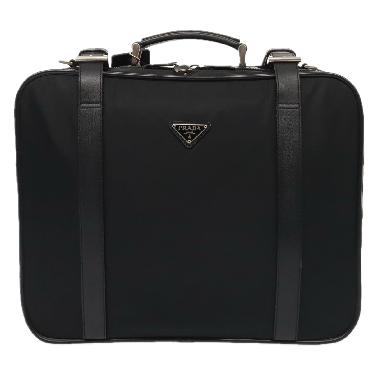 PRADA Business Bag Nylon 2way Black Silver Auth 89133