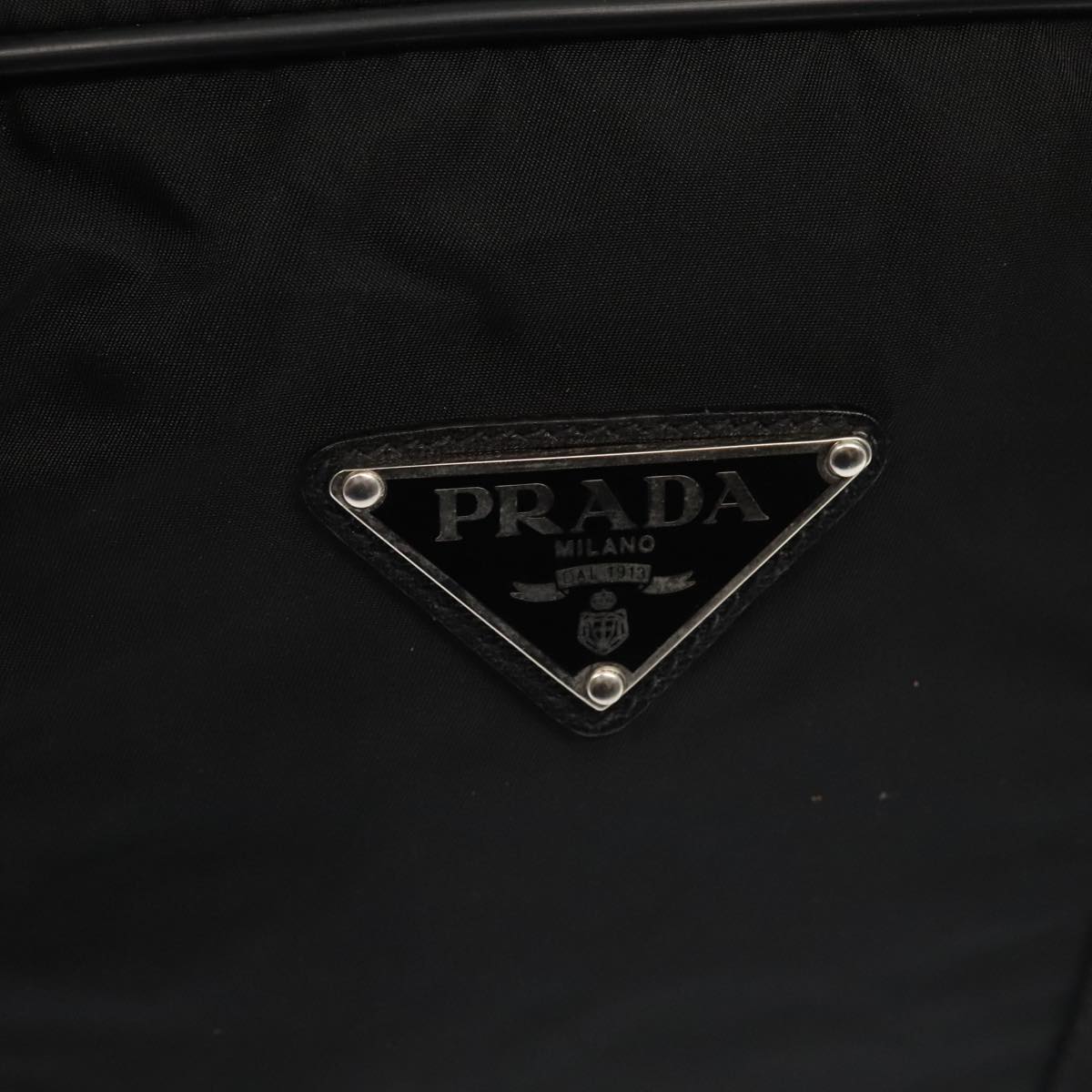 PRADA Boston Bag Nylon 2way Black Silver Auth 89134