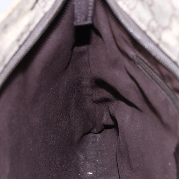 GUCCI GG Supreme Shoulder Bag PVC Leather Beige Silver 141626 Auth 89139