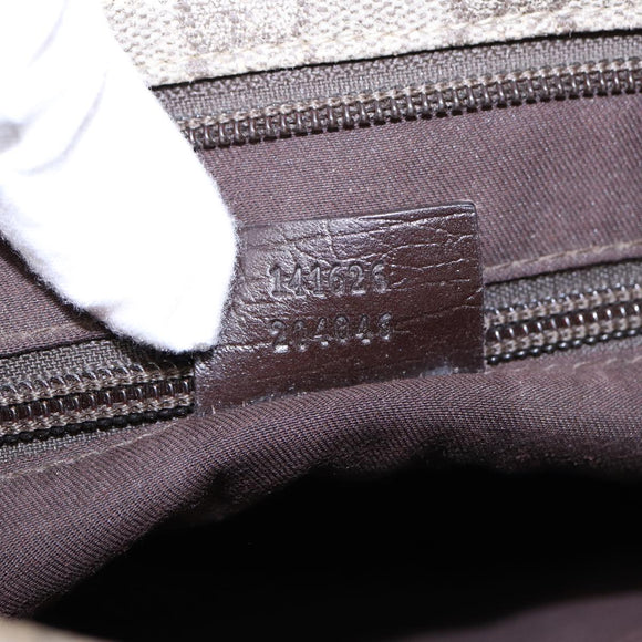 GUCCI GG Supreme Shoulder Bag PVC Leather Beige Silver 141626 Auth 89139