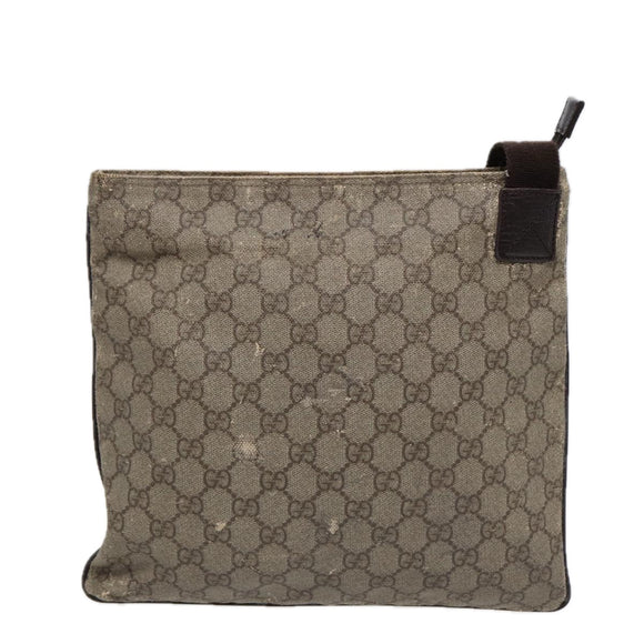 GUCCI GG Supreme Shoulder Bag PVC Leather Beige Silver 141626 Auth 89139