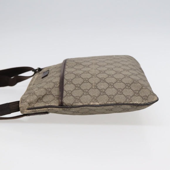 GUCCI GG Supreme Umhängetasche PVC Leder Beige Silber 141626 Auth 89139