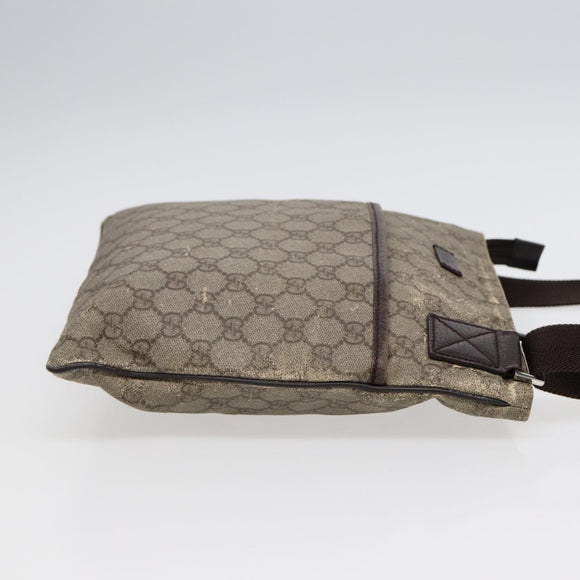 GUCCI GG Supreme Umhängetasche PVC Leder Beige Silber 141626 Auth 89139