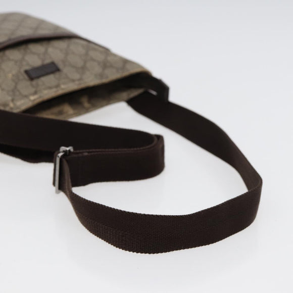 GUCCI GG Supreme Umhängetasche PVC Leder Beige Silber 141626 Auth 89139