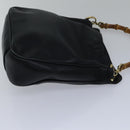 GUCCI Bamboo Shoulder Bag Leather 2way Black Gold 001 1638 2058 Auth 89140-3