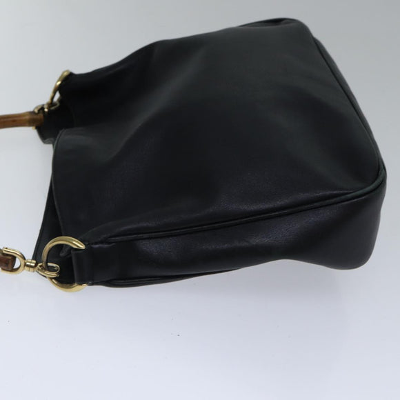 GUCCI Bambus Schultertasche Leder 2-Wege Schwarz Gold 001 1638 2058 Auth 89140