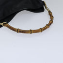 GUCCI Bamboo Shoulder Bag Leather 2way Black Gold 001 1638 2058 Auth 89140-7