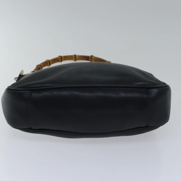 GUCCI Bambus Schultertasche Leder 2-Wege Schwarz Gold 001 1638 2058 Auth 89140