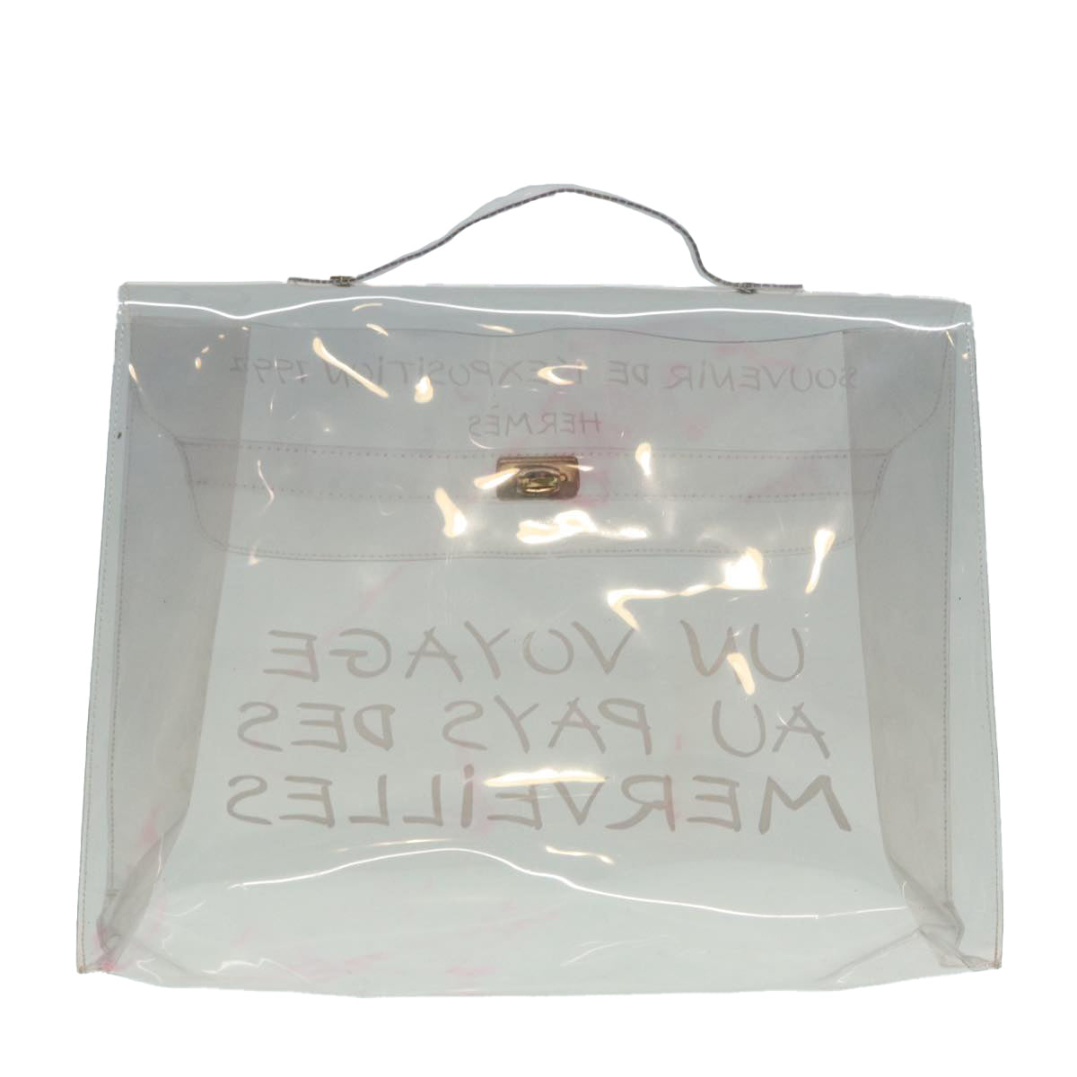 HERMES Vinyl Kelly Hand Bag Vinyl Clear Auth 89148 - 0